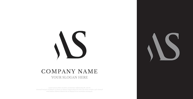 Vector de diseño inicial del logotipo AS