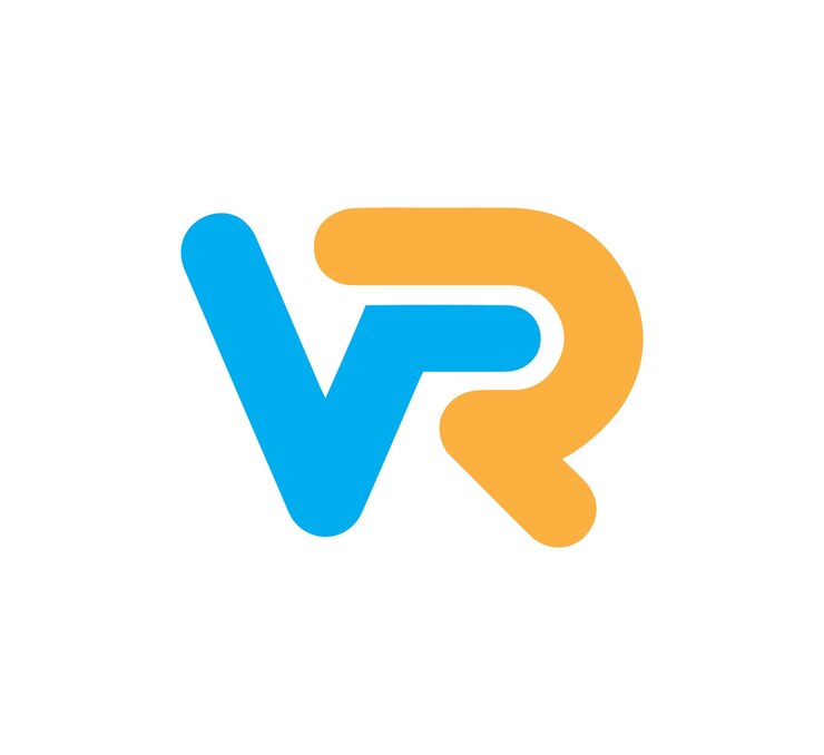 Vector vector de diseño inicial del logotipo de vr
