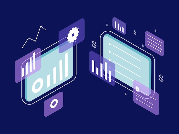 Vector vector de diseño ismétrico de negocios y finanzas