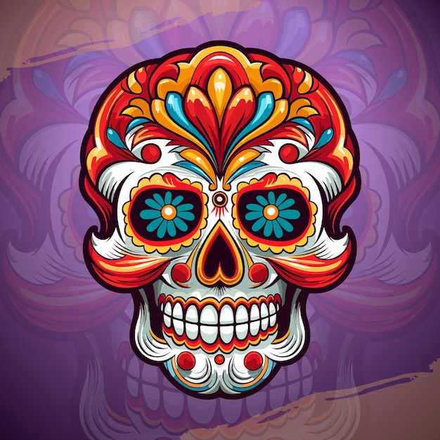 Vector de diseño de juegos modernos de Calavera mexicano para el logotipo del equipo de esport y la impresión de camisetas