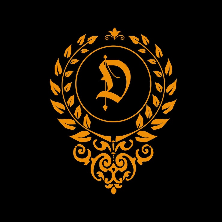Vector vector de diseño de letra dorada con logotipo de letra d con colores dorados de lujo y diseño de monograma