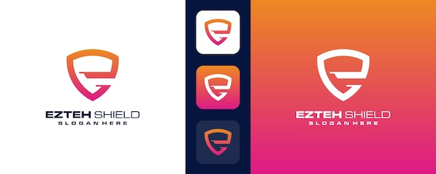Vector de diseño de la letra E del logotipo del escudo