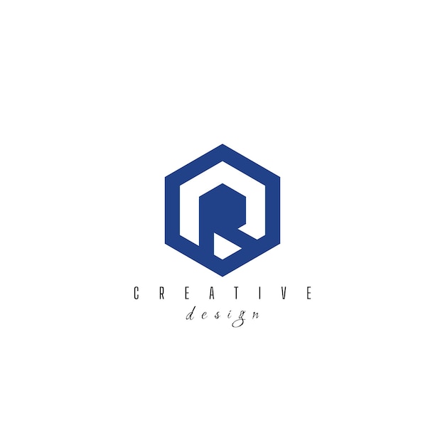 Vector de diseño de la letra R con líneas curvas de Swoosh azul púrpura y aspecto creativo