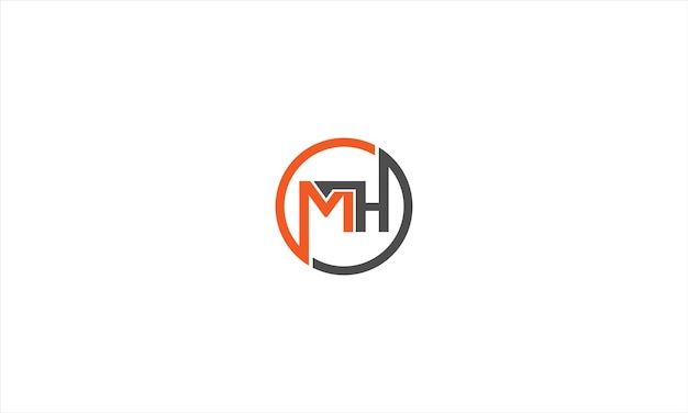 Vector de diseño de letras creativas del logotipo MH con colores negro y naranja Logotipo MH