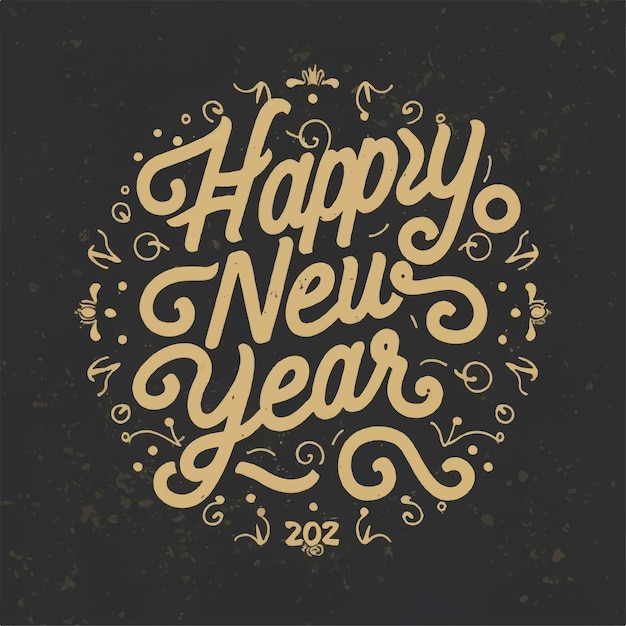 Vector vector diseño de letras de feliz año nuevo diseño de dibujo a mano de año nuevo