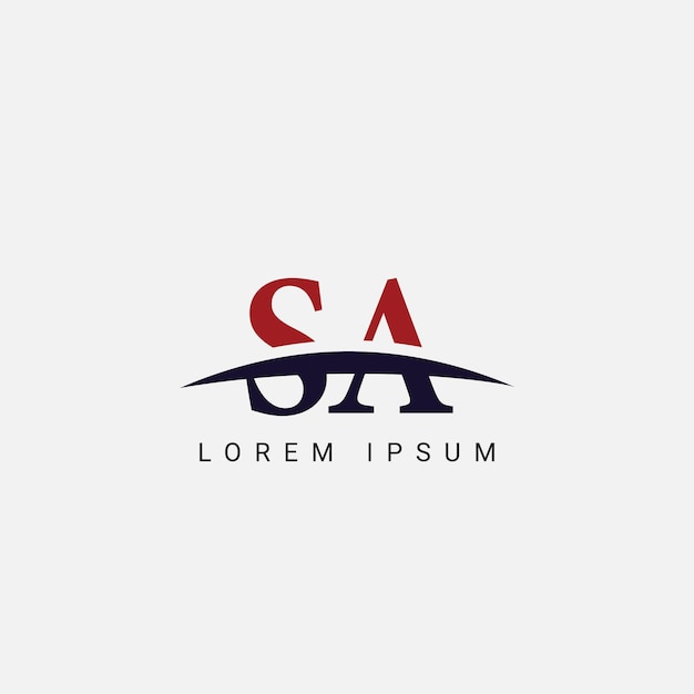 Vector de diseño de letras del logotipo SA con colores negro y rojo