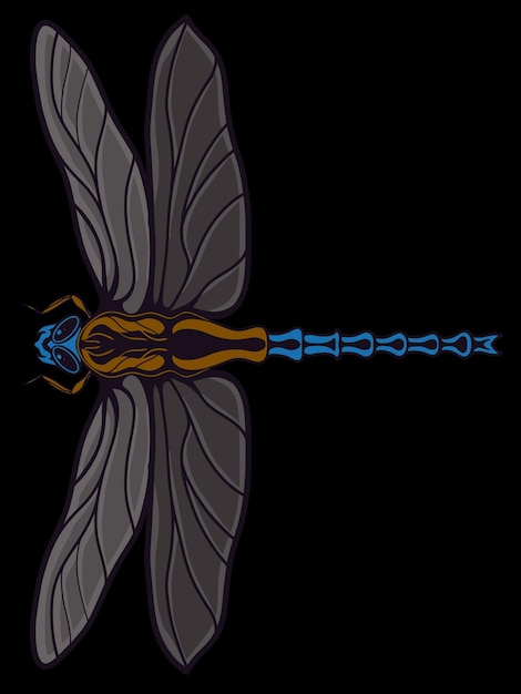 vector de diseño de libélula con hermosos colores y flores