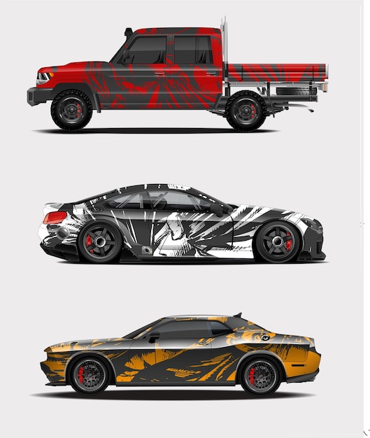 vector de diseño de librea de automóviles carreras de rayas abstractas gráficas