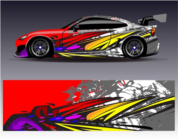 Vector de diseño de librea gráfica de envoltura de coche Fondo deportivo y de carreras abstracto