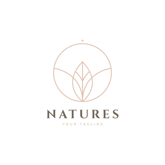 Vector de diseño de la línea de círculo de la hoja de la naturaleza