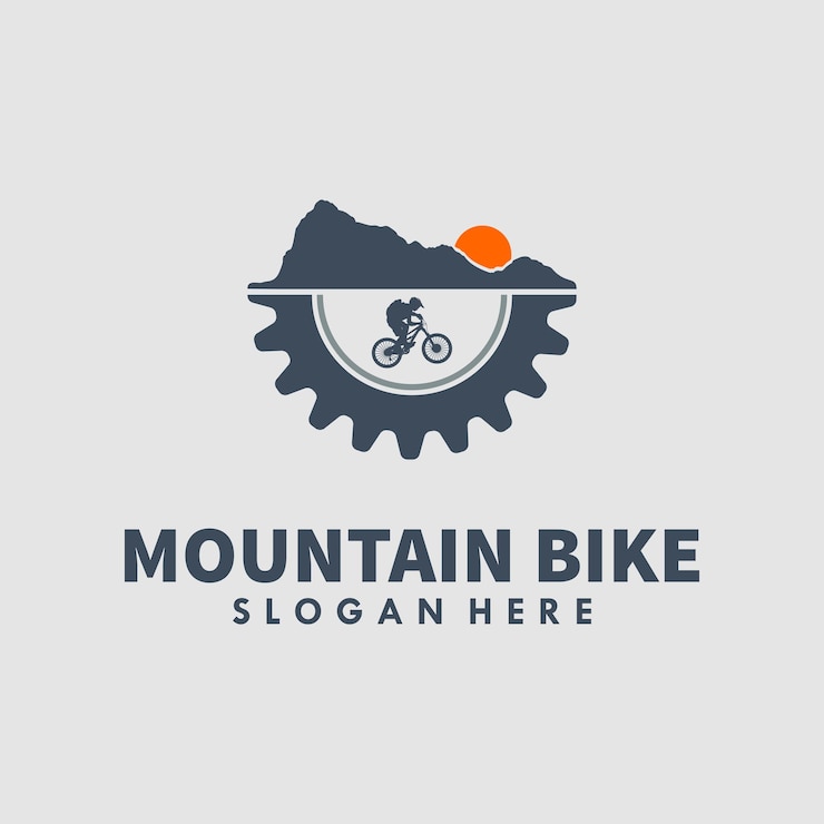 Vector vector de diseño de logo de bicicleta de montaña