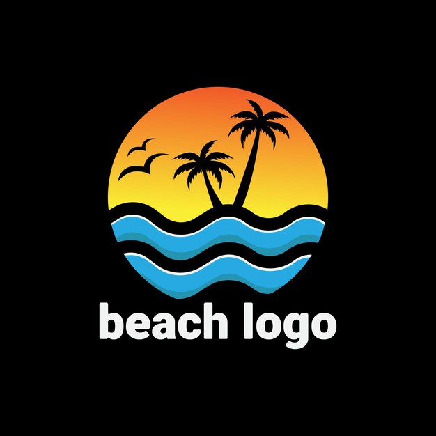 Vector de diseño de logo de playa
