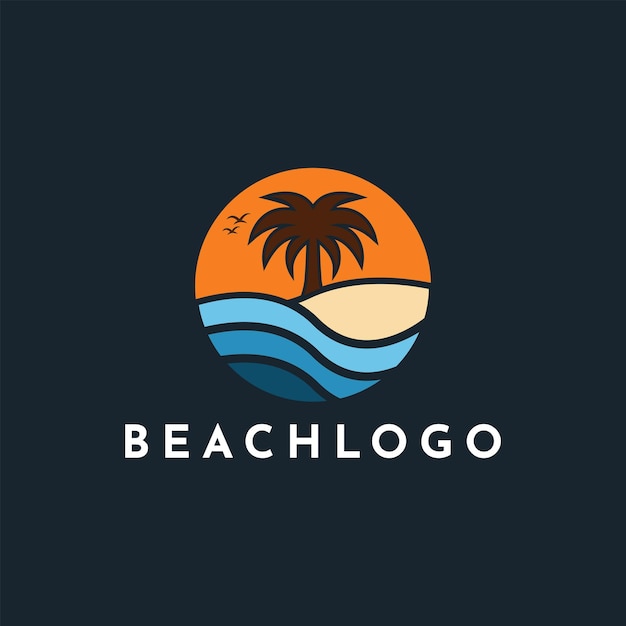 Vector de diseño de logo de playa