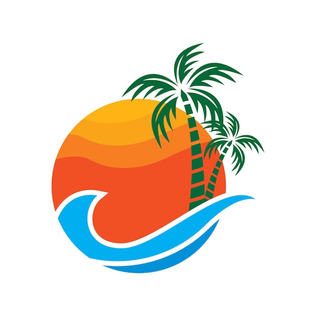 Vector de diseño de logo de playa