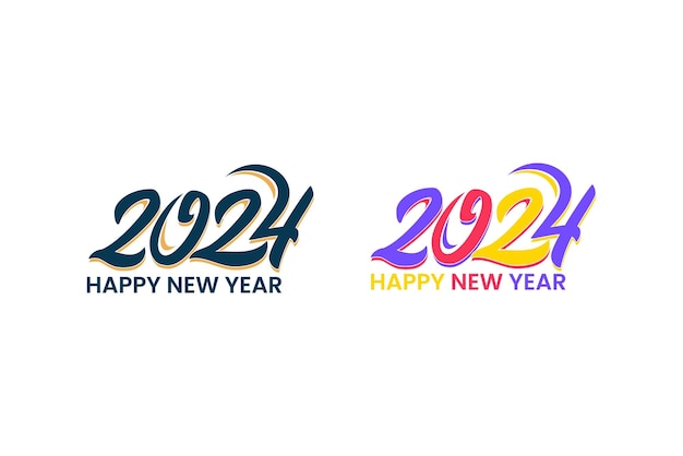 Vector vector de diseño de logotipo 2024 con saludo moderno, único y creativo y celebración del año nuevo 2024