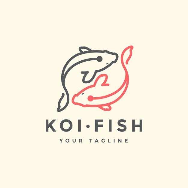 Vector de diseño de logotipo abstracto de peces de colores de belleza animal exótico de peces koi