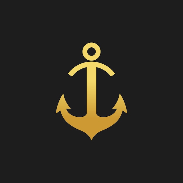 Vector de diseño de logotipo de anclaje con gradiente dorado e icono de concepto creativo