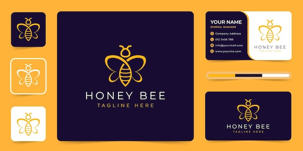 Vector de diseño de logotipo de animales de abeja de miel