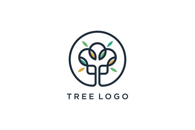 Vector de diseño de logotipo de árbol con concepto creativo moderno