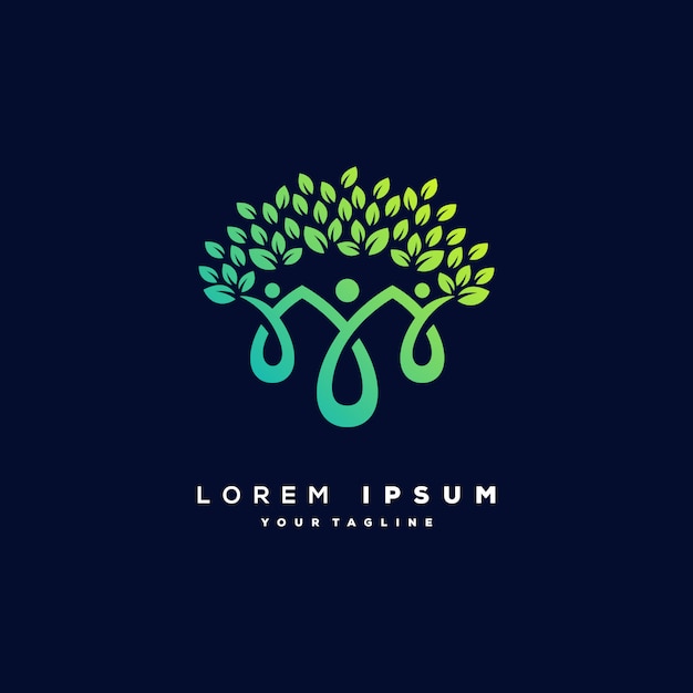 Vector de diseño de logotipo de árbol humano