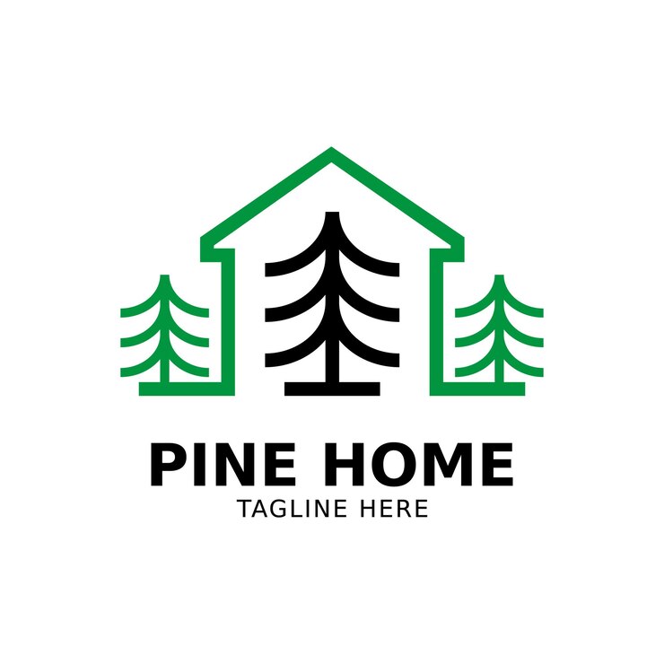 Vector de diseño de logotipo de árbol de pino con plantilla de conceptos de logotipo de árbol de pino creativo
