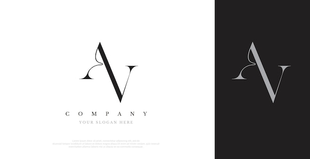 Vector de diseño de logotipo AV inicial de logotipo de boda