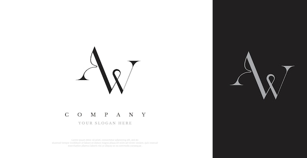 Vector de diseño de logotipo AW inicial de logotipo de boda