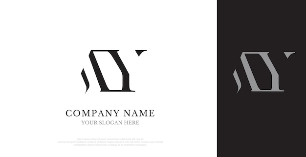 Vector de diseño del logotipo AY inicial