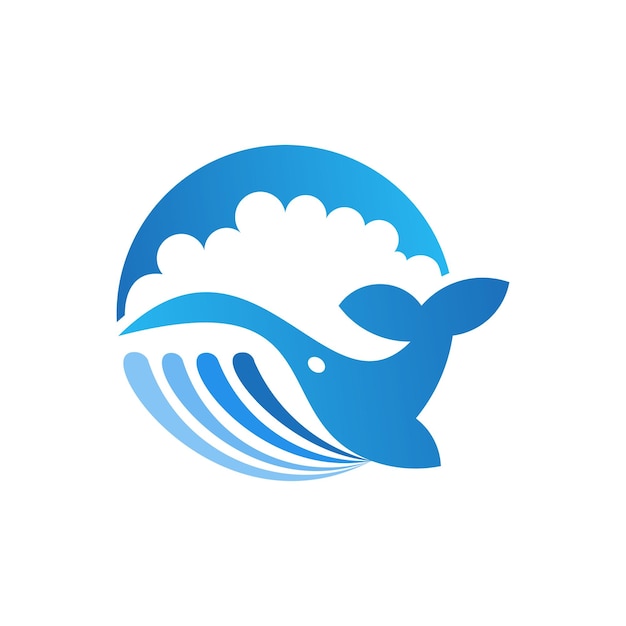 Vector de diseño de logotipo de ballena plana