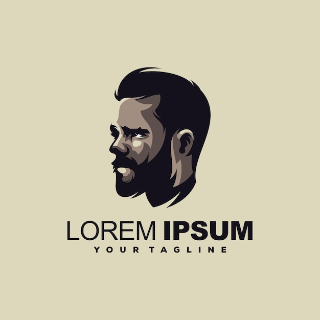 Vector de diseño de logotipo de barba de hombre fresco