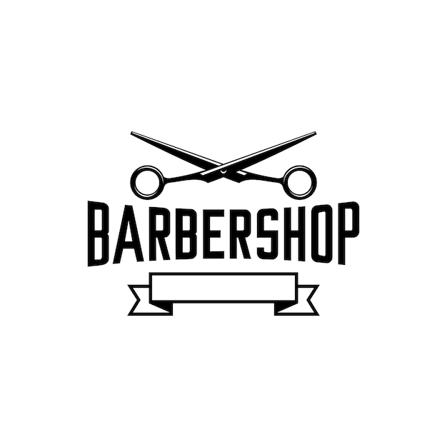 vector de diseño de logotipo de barbería, tijeras vectoriales