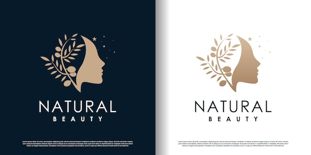 Vector de diseño de logotipo de belleza natural con vector premium de concepto creativo