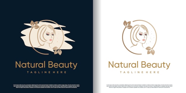 Vector de diseño de logotipo de belleza natural con vector premium de concepto creativo