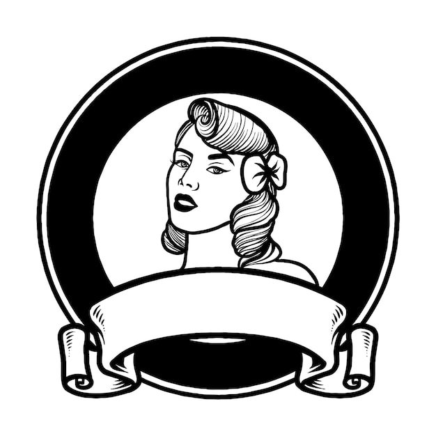 Vector de diseño de logotipo blanco y negro de mujer de belleza