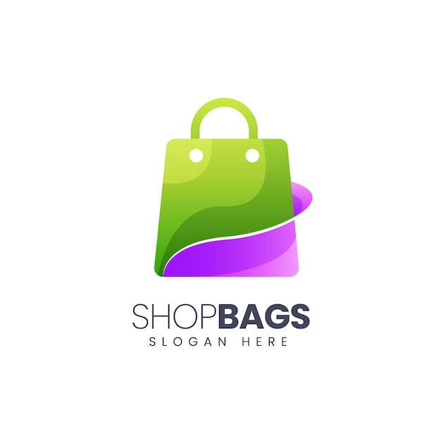 Vector de diseño de logotipo de bolso de tienda colorido moderno
