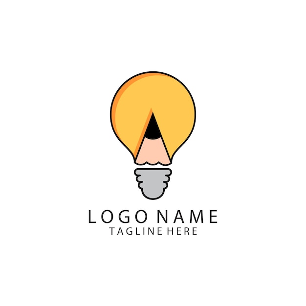 Vector de diseño del logotipo de la bombilla de lápiz