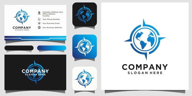 vector de diseño de logotipo de brújula tierra