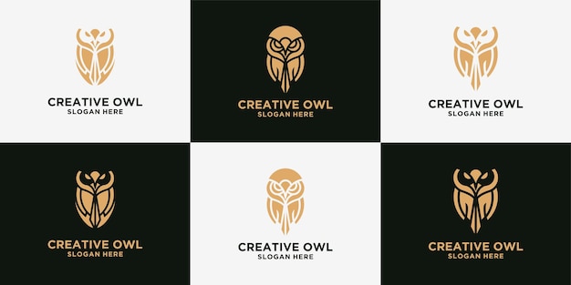 Vector de diseño de logotipo de búho con academia universitaria de concepto de educación y aprendizaje