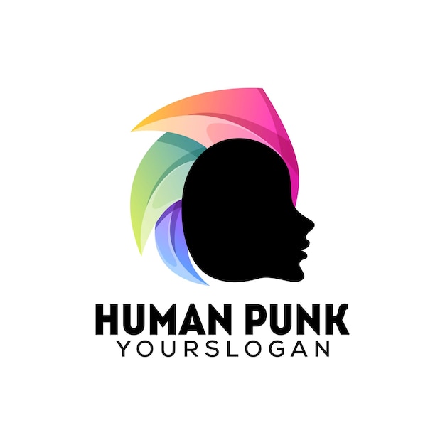 Vector de diseño de logotipo de cabeza humana de colores
