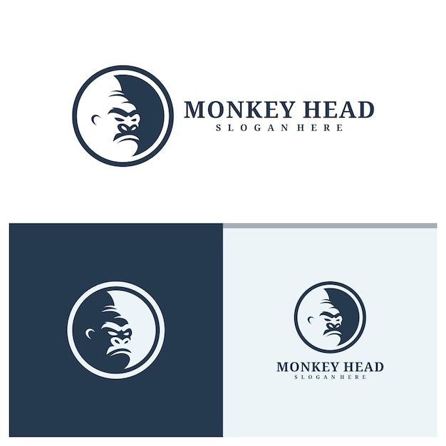 Vector de diseño del logotipo de la cabeza de mono Concepto de ilustración del logotipo del mono enojado