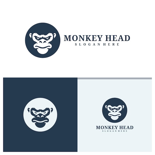 Vector de diseño del logotipo de la cabeza de mono Concepto de ilustración del logotipo del mono enojado