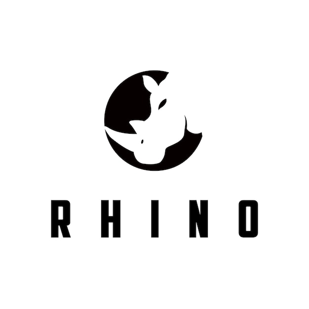 vector de diseño de logotipo de cabeza de rinoceronte en forma de círculo