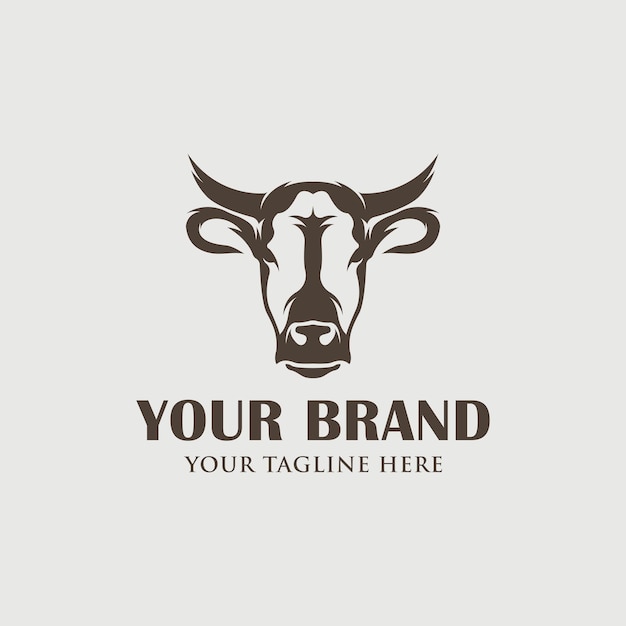 Vector de diseño de logotipo de cabeza de vaca