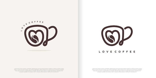 Vector de diseño de logotipo de café de amor con estilo creativo Vector Premium