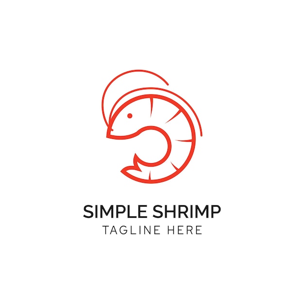 Vector de diseño de logotipo de camarón simple minimalista Inspiración
