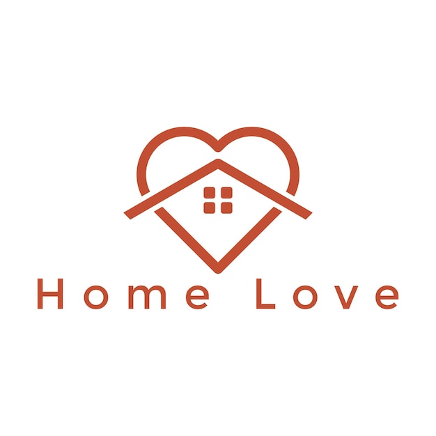 Vector de diseño de logotipo de casa de amor con el concepto de hogar y amor