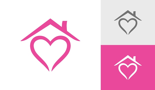 Vector vector de diseño de logotipo de casa de amor
