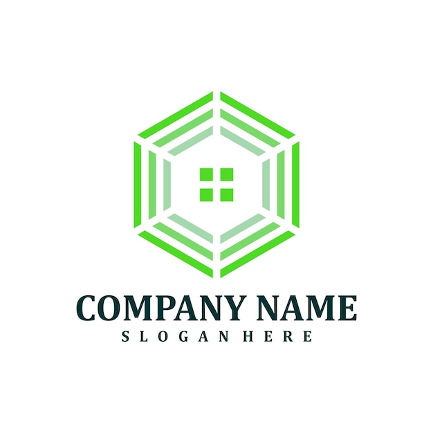 Vector de diseño de logotipo de casa hexagonal Plantilla de conceptos de logotipo de casa creativa