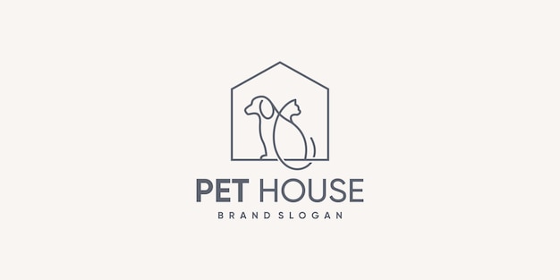 Vector de diseño de logotipo de casa de mascotas con concepto creativo y simple