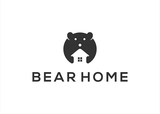 Vector de diseño de logotipo de casa de oso